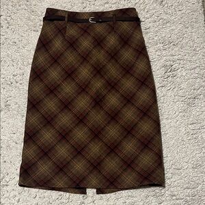 Suzy Shier Brown Plaid Pencil Skirt